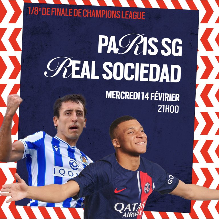 Affiche PSG vs Real Sociedad à l'Urban Sport Bar le 14 février